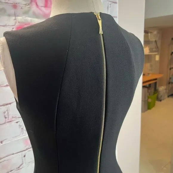 Kate spade black sleeveless rear gold zipper A-line dress size 2 - Picture 7 of 12